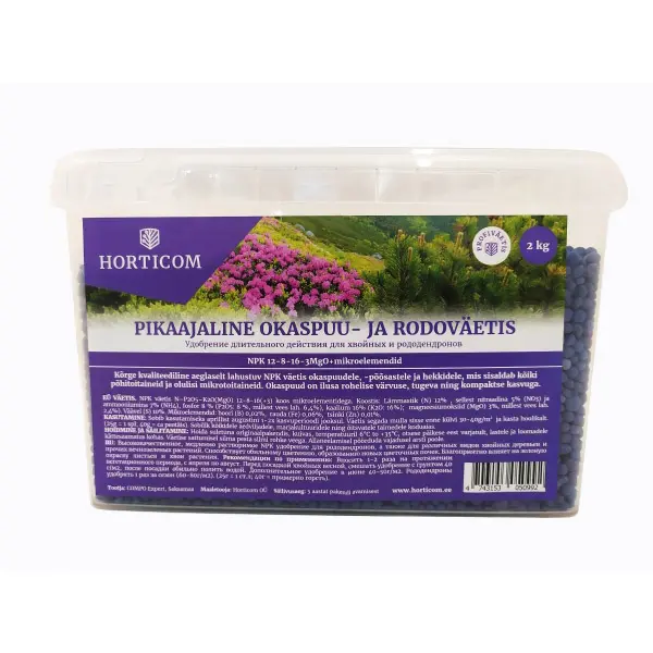 Pikaajaline okaspuu - ja rodoväetis Horticom 2kg