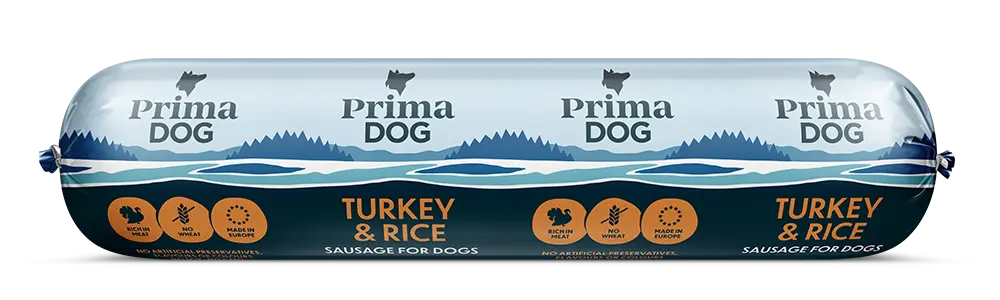 PrimaDog kalkuni-riisi vorst koertele 800g