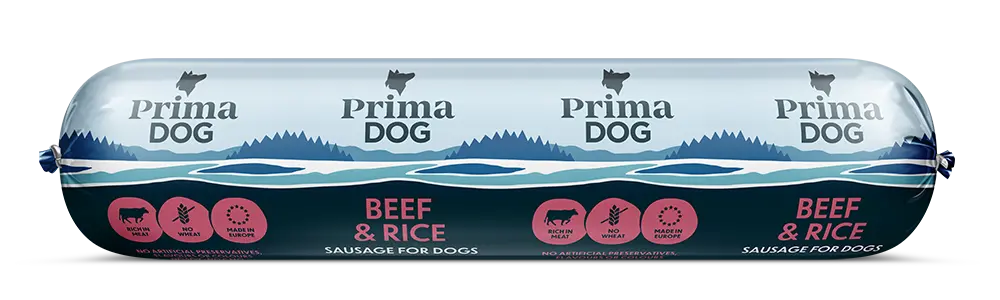 PrimaDog liha-riisi vorst koertele 800g