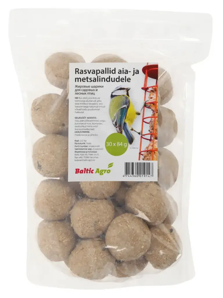 Rasvapallid lindudele 30 x 84 g zip (võrguta)