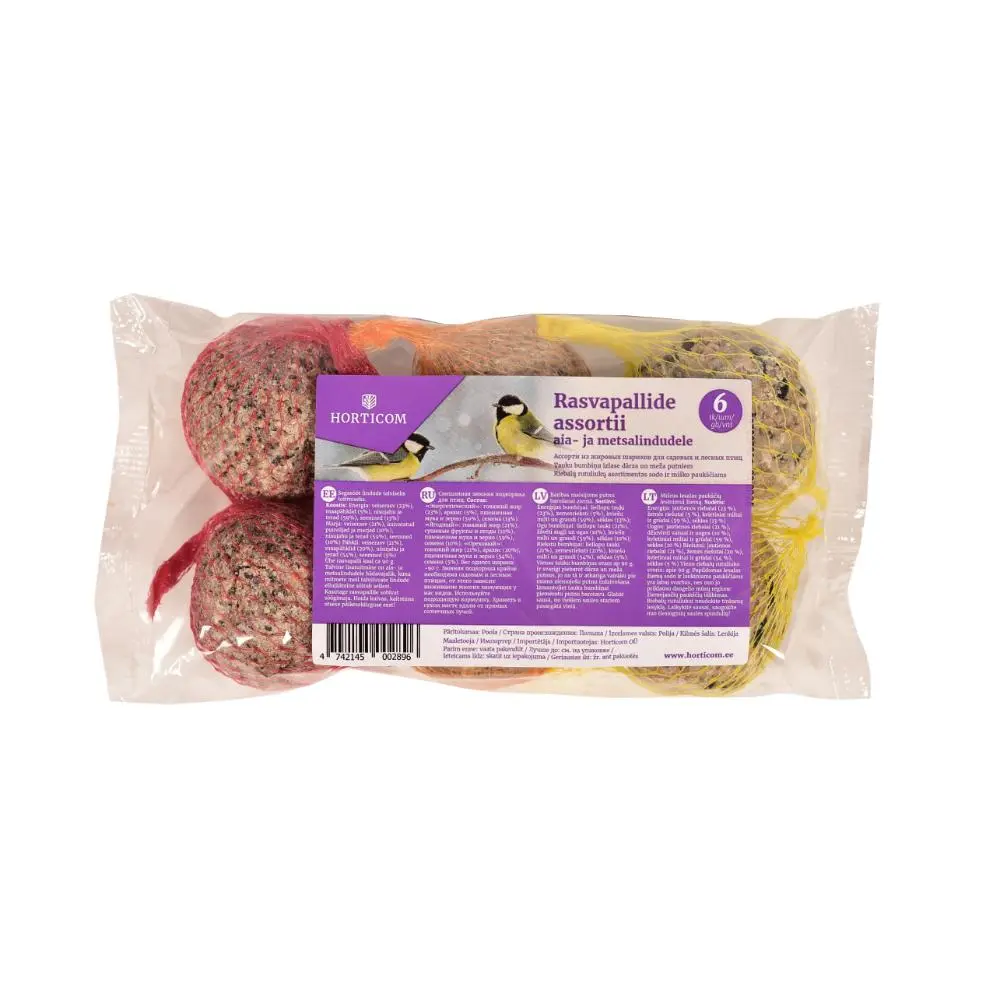 Rasvapallide assortii Horticom aia- ja metsalindudele 6tk