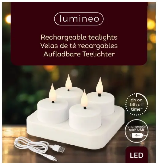 Teeküünal LED sise valge 4tk d4cm