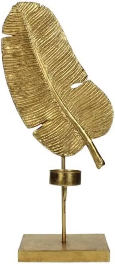 Teeküünlahoidja kuldne leht h36cm
