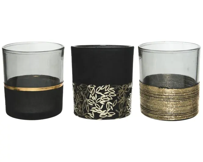 Teeküünlahoidja must/kuld h8cm