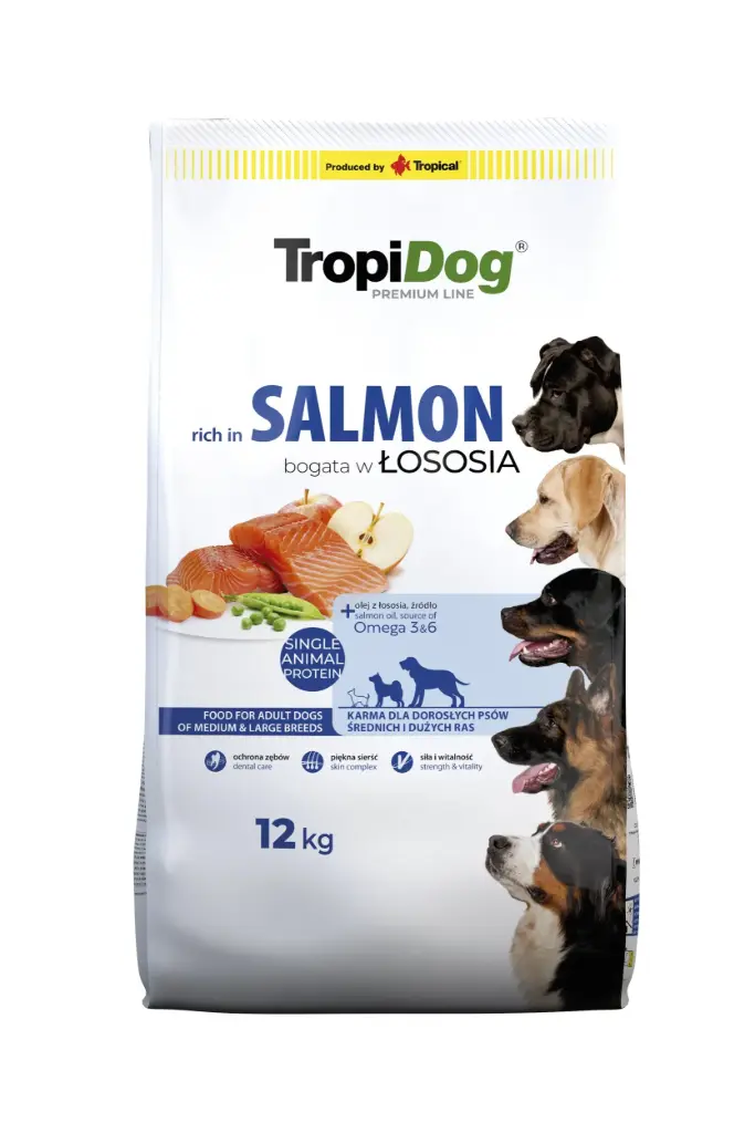 TropiDog Adult Med/Large lõhe 12kg
