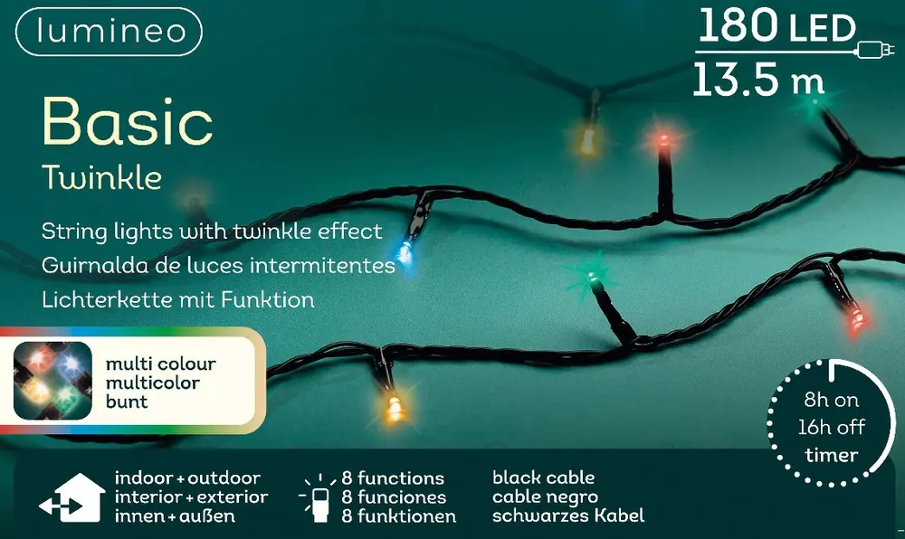 Valguskett Basic 13,5M 180LED multi vilkuv