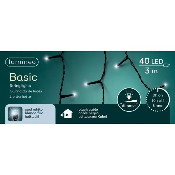 Valguskett Basic 3M 40LED külm steady
