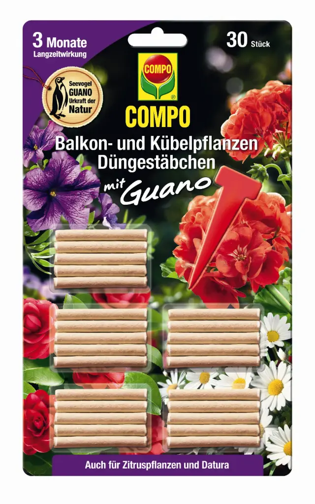 Väetisepulgad õitsvatele taimedele Compo 30tk/lehel