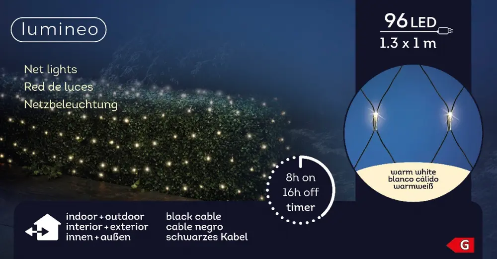 Valgusvõrk 1x1,3M 96LED soe steady