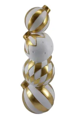 Kuuseehe keraamiline jõulukuul white/gold H40cm