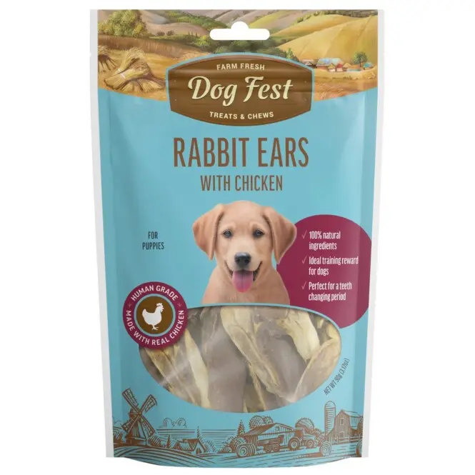 Dog Fest Puppyy jänesekõrvad kanaga 90g