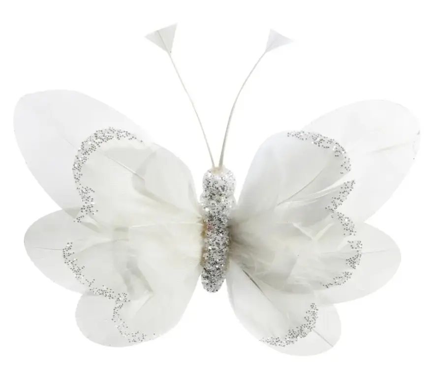 Liblikas 'Feather & Glitter' klambriga 6cm* 8cm