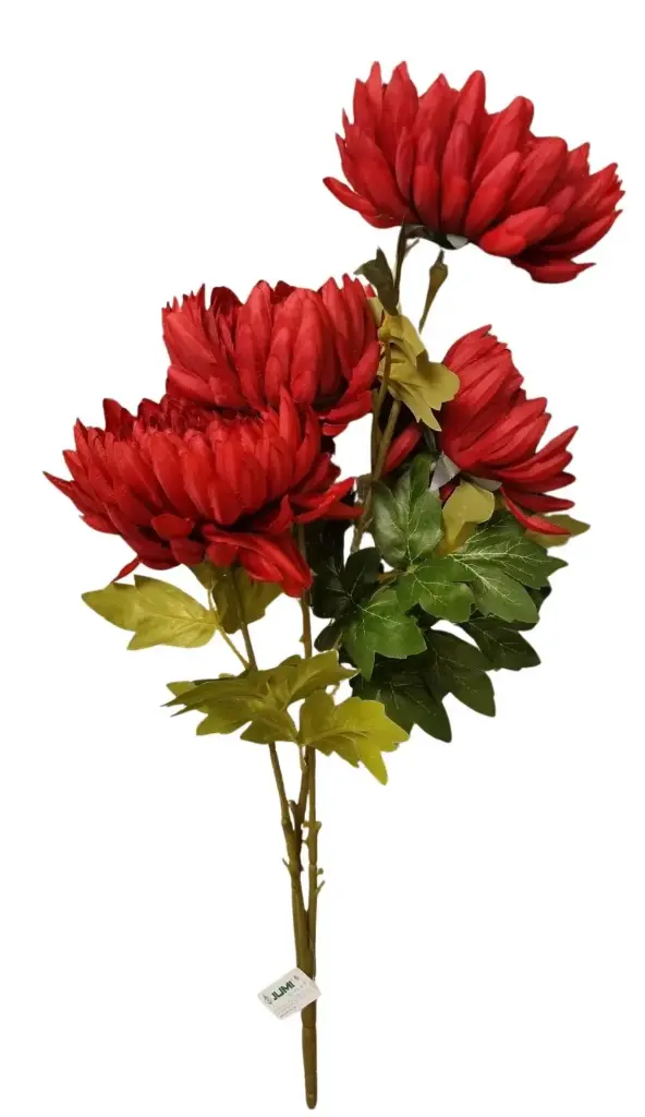 Kunstlill 4 krüsanteemiga kimp 'red' 41cm 