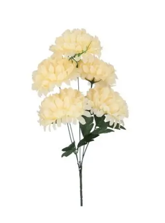 Kunstlill 5 krüsanteemiga kimp 'Cream' 53 cm