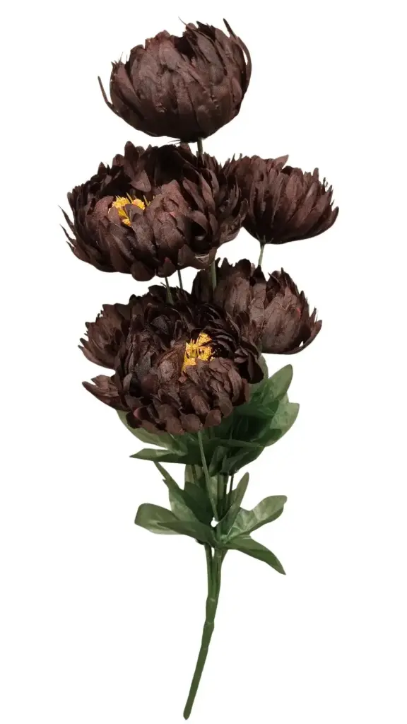 Kunstlill 7 krüsanteemiga kimp 'dark bordoo' 60cm 