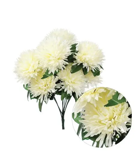 Kunstlill 9 krüsanteemiga kimp 'Cream' 60cm  