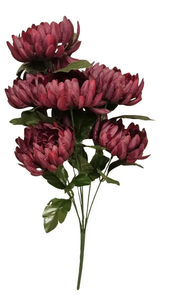 Kunstlill 7 krüsanteemiga kimp 'bordoo' 50cm 