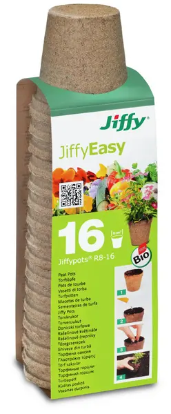 Turbapotid Easy-R8 ümar 8cm Jiffy 16tk/pakis 