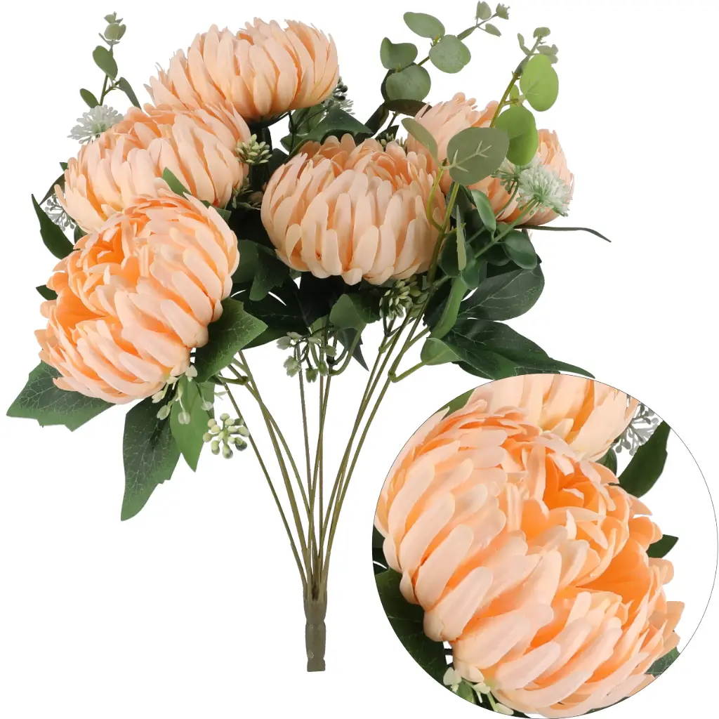 Kunstlill krüsanteem 45cm 7tk/pk oranž