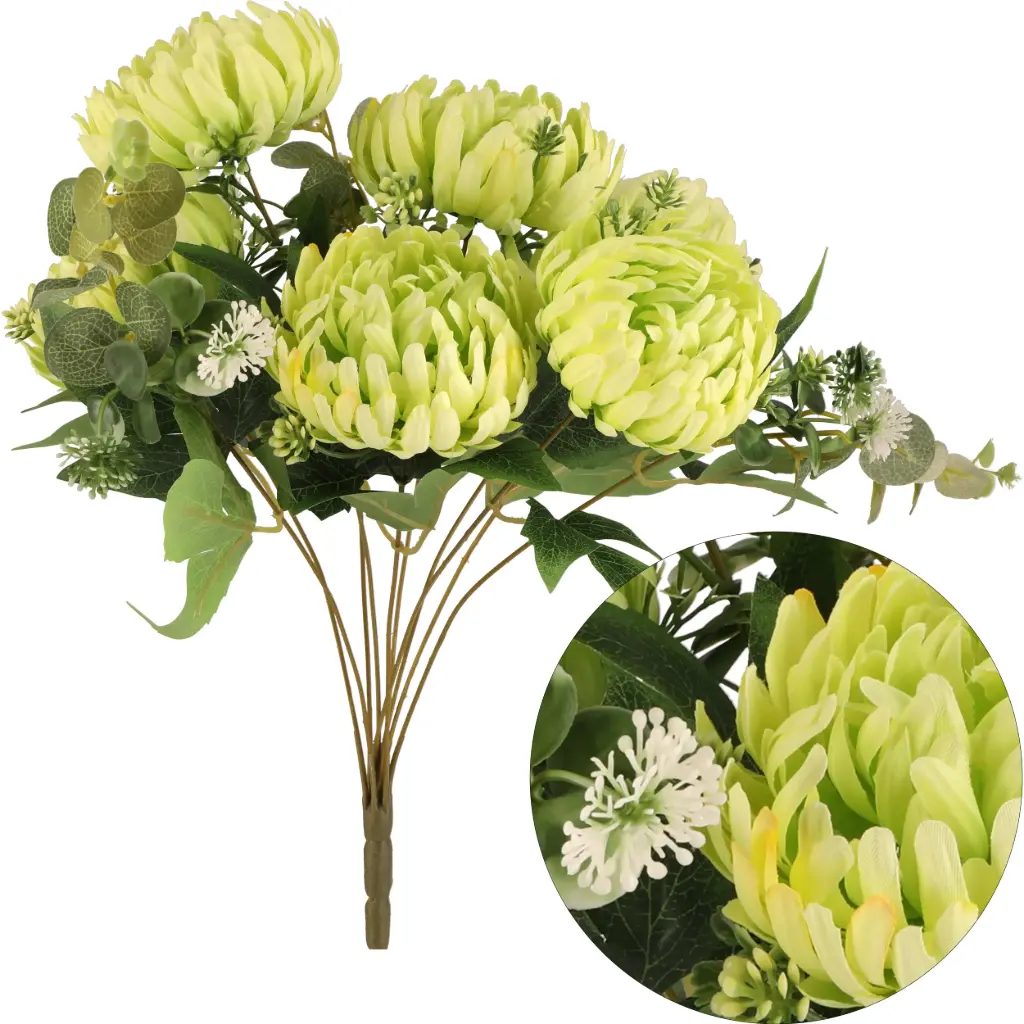 Kunstlill krüsanteem 45cm 7tk/pk roheline