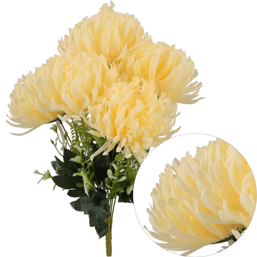 Kunstlill krüsanteem 46cm 7tk/pk kollane