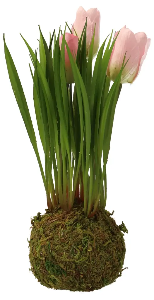 Kunstlill tulbid samblal 22cm roheline/roosa