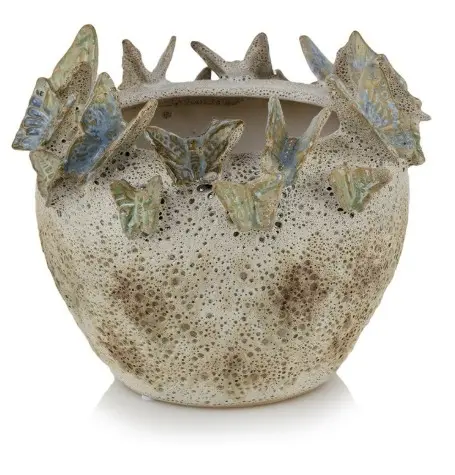 Ümbrispott 'Home Gardens 901.015' Ø16cm liblikatega kreem 