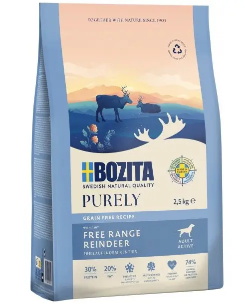  Bozita Dog Purely Adult Active REINDEER GRAIN FREE 2,5kg 