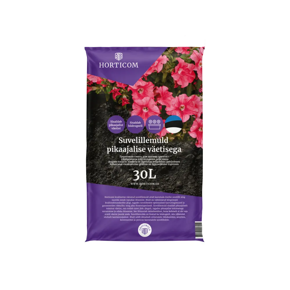 Suvelillemuld pikaajalise väetisega Horticom 30L