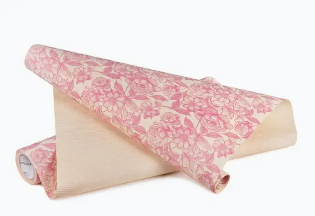 Kimbupaber 50cm*10m Laineline lillemuster roosa 