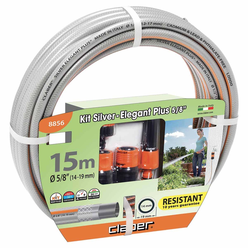 Claber Silver Elegant Plus kastmisvooliku komplekt 5/8″, 15 m