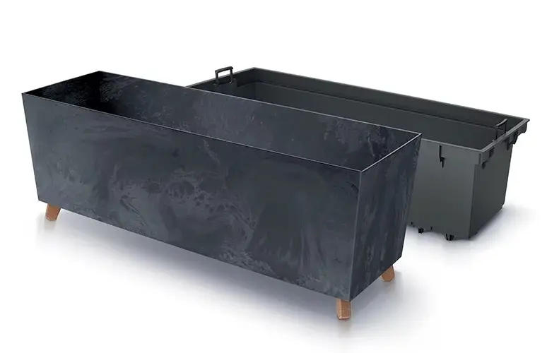 Lillekast jalgadel Urbi Case Beton 77x23,5cm antrasiit