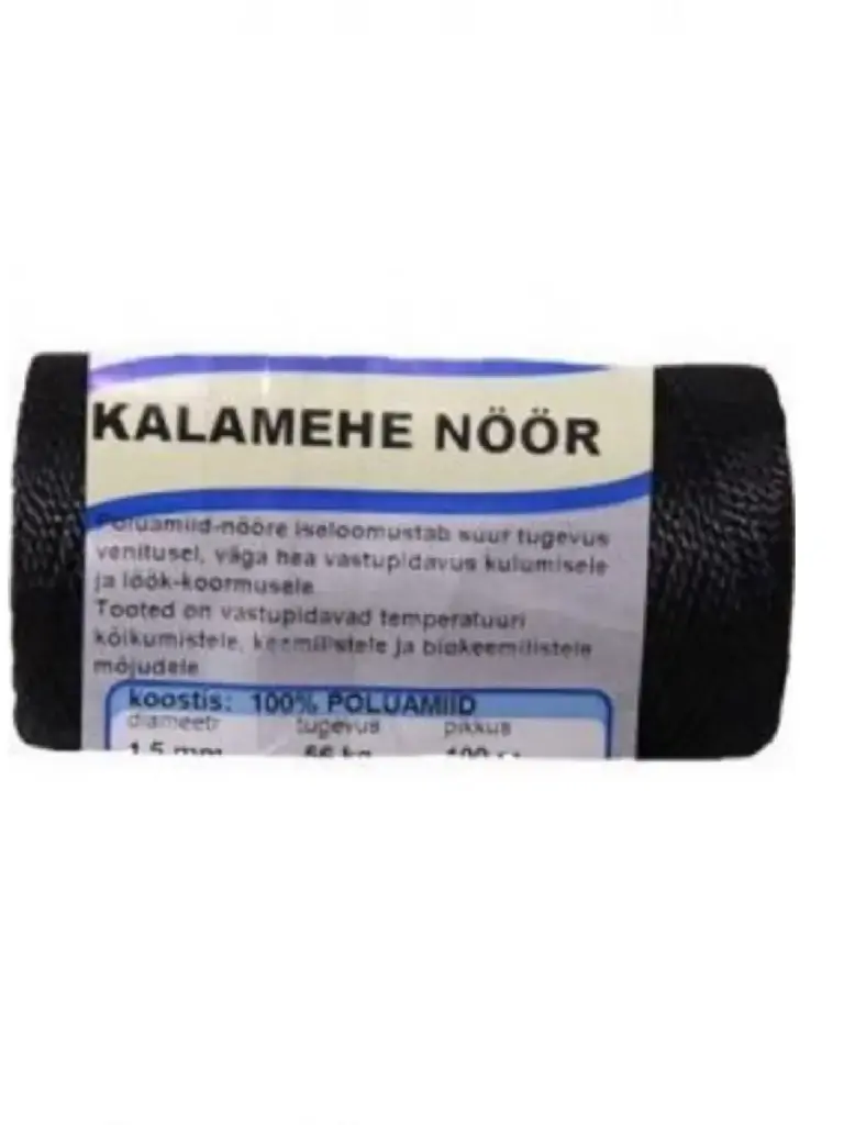 Kalamehe nöör polüamiid 1,5mm/100m rull must