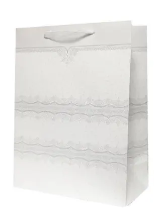 Kinkekott 'Valge glitter' 14,5*15*6,5cm