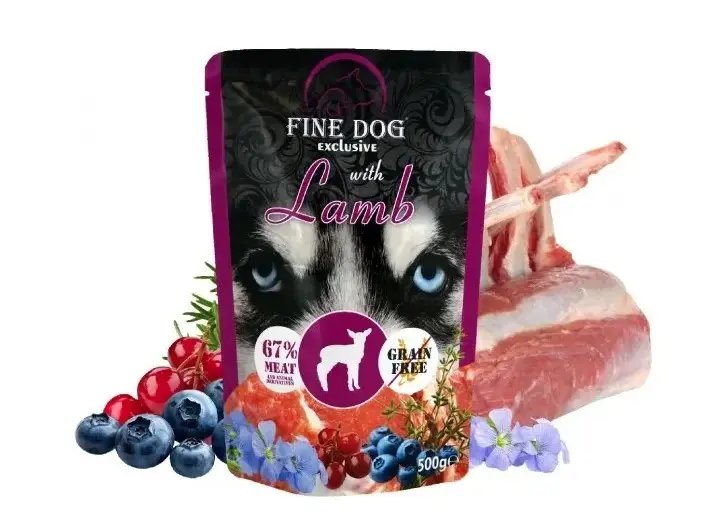 Fine Dog koera konserv lamba, mustikate ja jõhvikatega 500g								 								 
