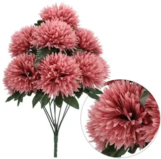 Kunstlill 9 krüsanteemiga kimp 'dark coral' 