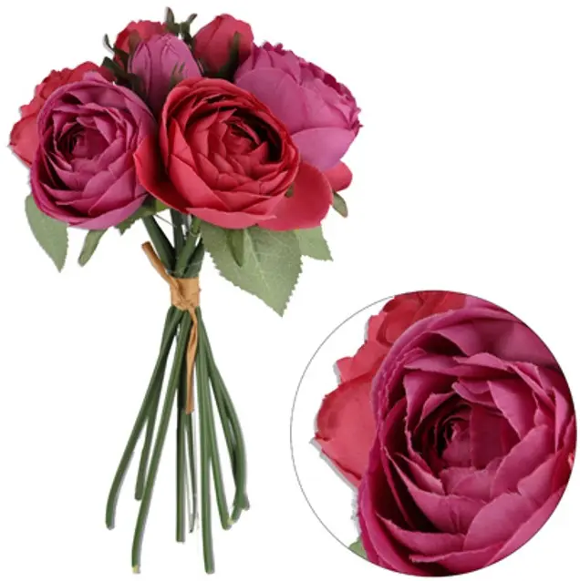 Kunstlill 9 roosiga kimp 'English pink' 28cm  