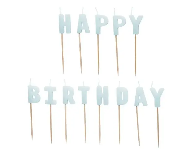 Tordiküünlad "Happy Birthday"  2,5cm (13tk/pk) sinine