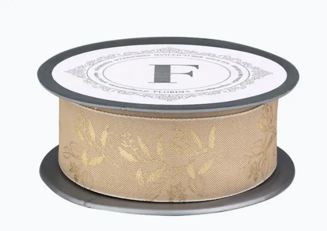 Atlaspael kuldse mustriga kreem 3,5cm*10m