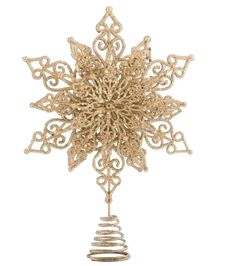 Kuusetipp Glitter Snowflake 32cm kuld