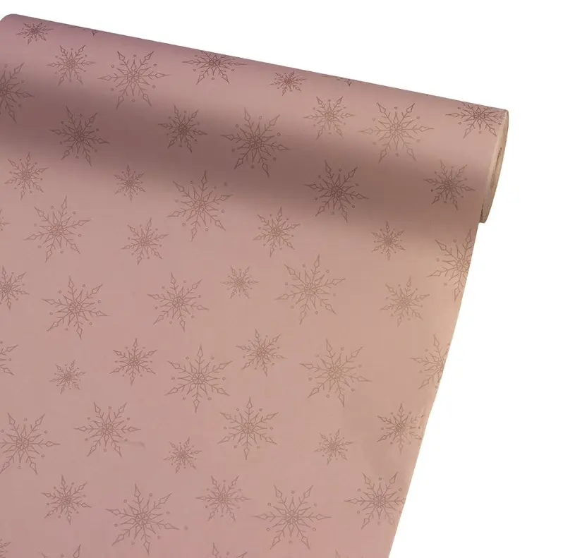 Kinkepaber Kraft 'Modern Snowflake' 50cm*100m roosakuld