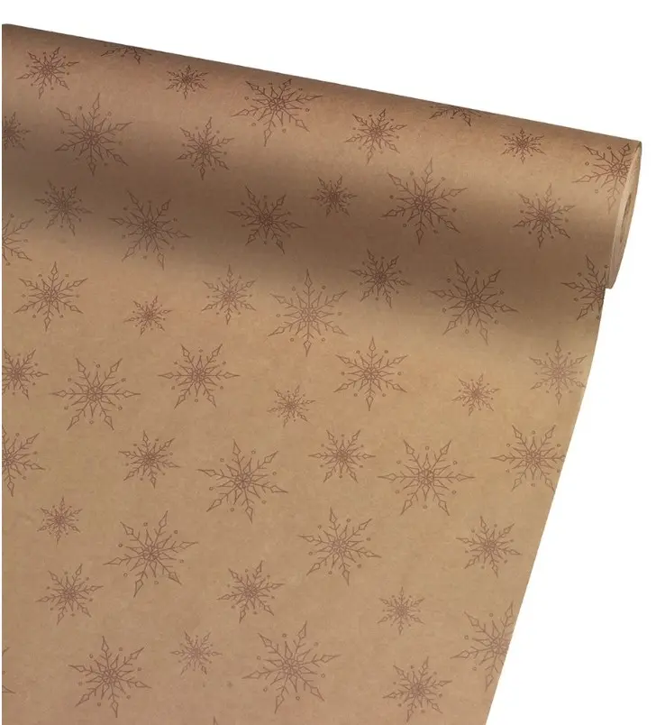 Kinkepaber Kraft 'Modern Snowflake' 50cm*100m kuldne
