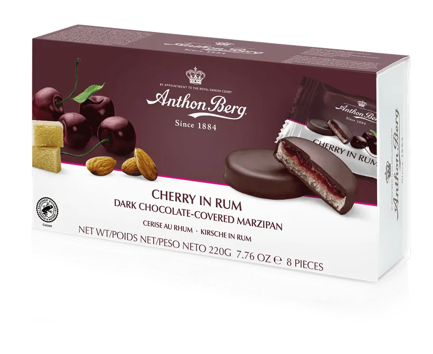 Kommikarp Anthon Berg Cherry in Rum martsipanitäidisega šokolaad 220g