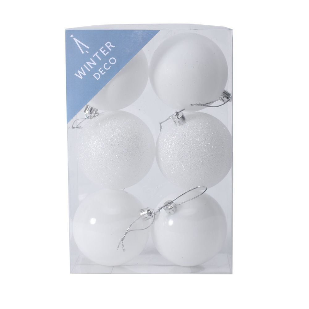 Kuuseehe jõulukuul 8cm 6tk/pk valge