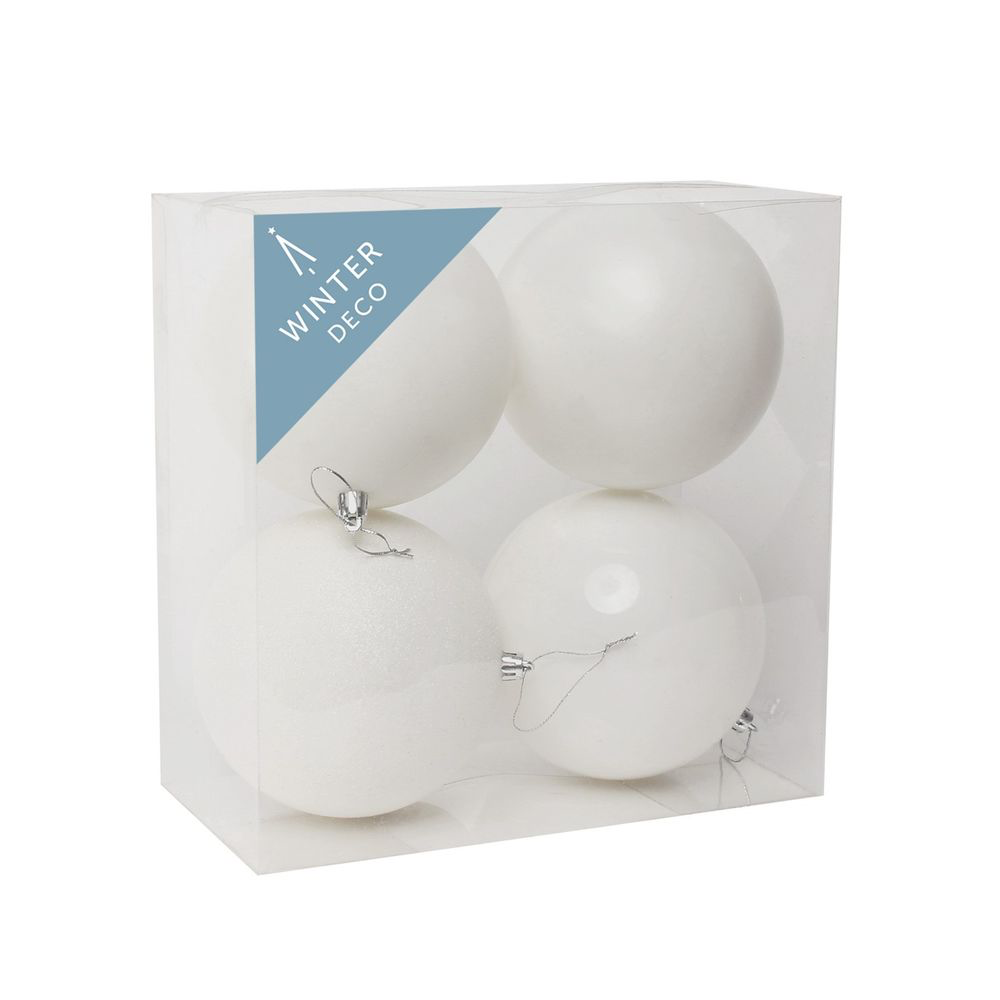 Kuuseehe jõulukuul 12cm 4tk/pk valge