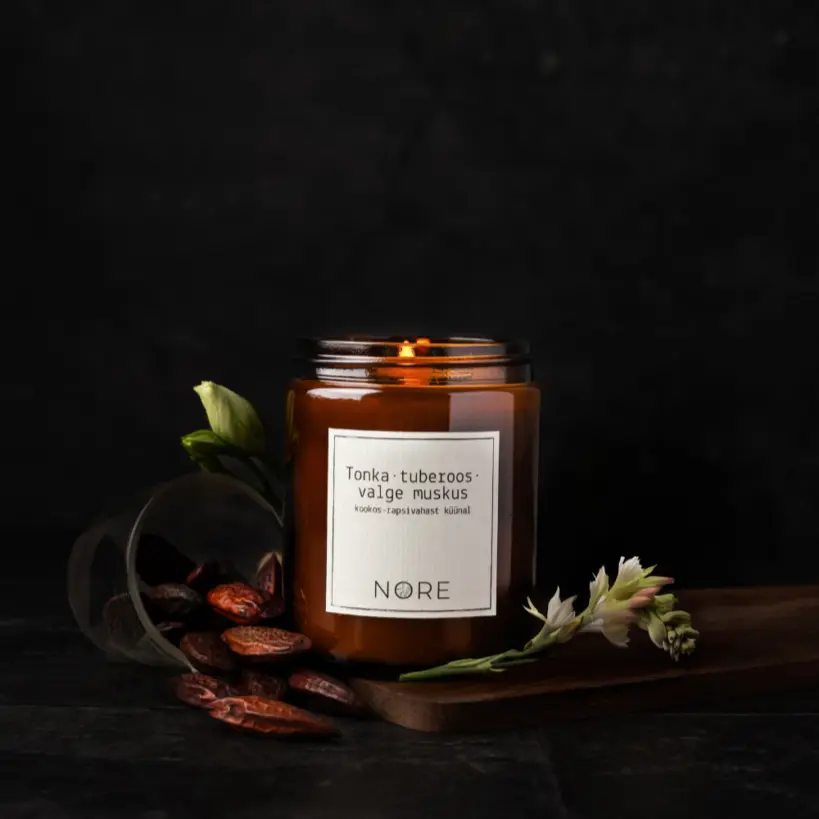 Lõhnaküünal NORE Tonka•tuberoos•valge muskus 150g