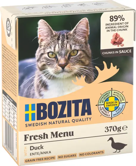 BOZITA Chunks in Sauce with Duck märgtoit kassile 370g
