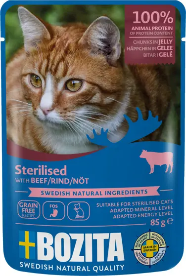 BOZITA Indoor & Sterilised Beef in Jelly märgtoit kassile 85g