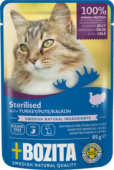 BOZITA sterilised pieces in jelly with turkey märgtoit kassile 85g