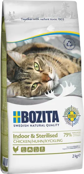 BOZITA Indoor & Sterilised Chicken täissööt kassile 2kg